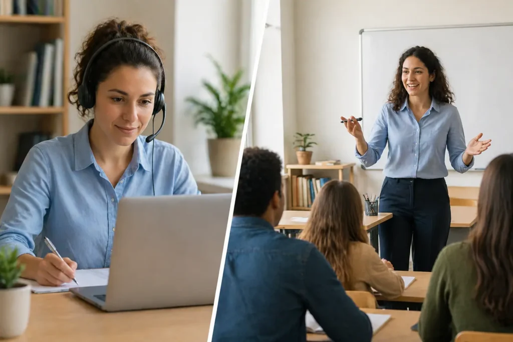 Online teaching compared with in-person classroom teaching